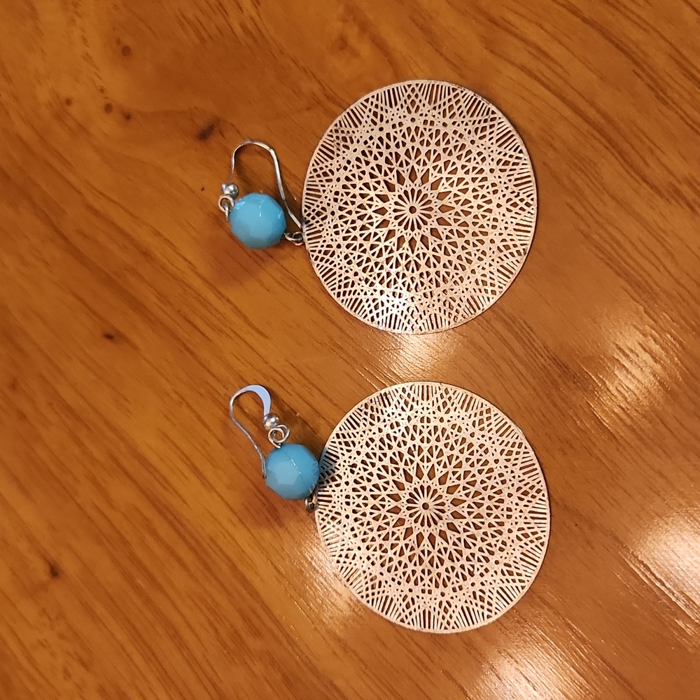 Gold/Turquoise Round Earrings, GUC